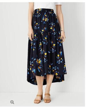 Ann Taylor lemon vine skirt tiered pull on high low Size Large NEW NWT career